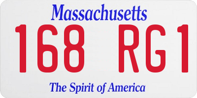 MA license plate 168RG1
