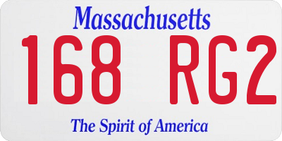 MA license plate 168RG2