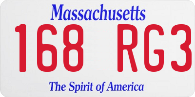 MA license plate 168RG3
