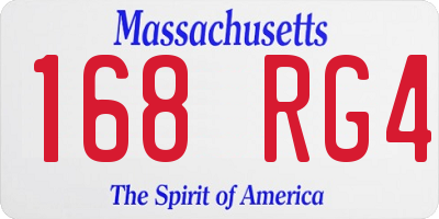 MA license plate 168RG4