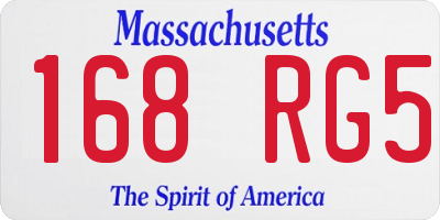 MA license plate 168RG5