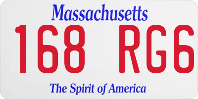 MA license plate 168RG6