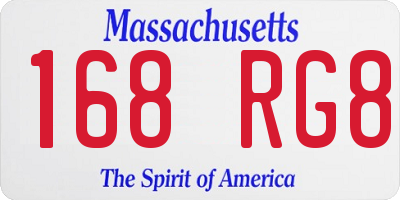 MA license plate 168RG8