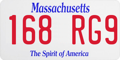 MA license plate 168RG9