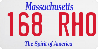 MA license plate 168RH0