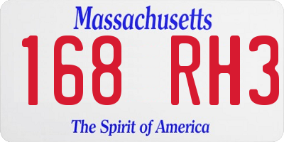 MA license plate 168RH3