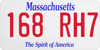 MA license plate 168RH7