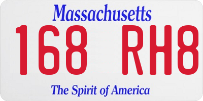 MA license plate 168RH8