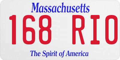 MA license plate 168RI0