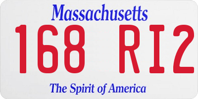 MA license plate 168RI2