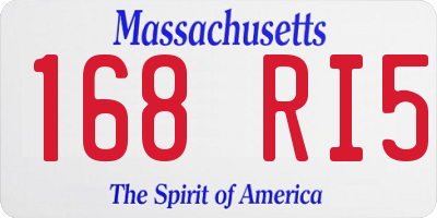 MA license plate 168RI5