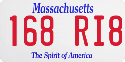 MA license plate 168RI8