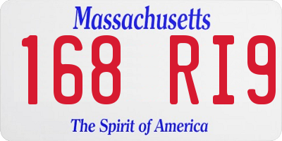 MA license plate 168RI9