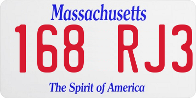 MA license plate 168RJ3