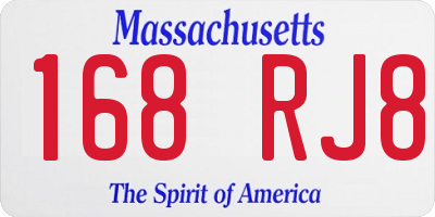 MA license plate 168RJ8