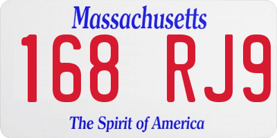 MA license plate 168RJ9