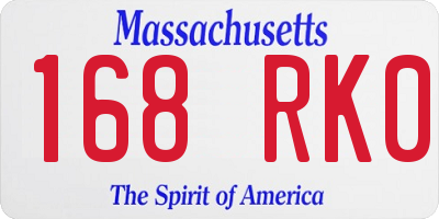 MA license plate 168RK0