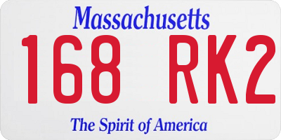 MA license plate 168RK2