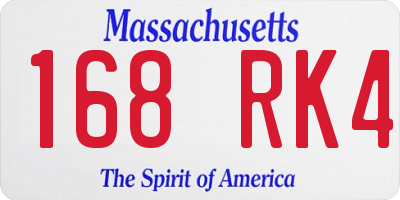 MA license plate 168RK4