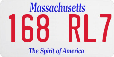 MA license plate 168RL7