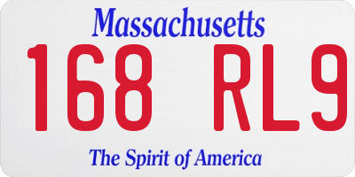 MA license plate 168RL9