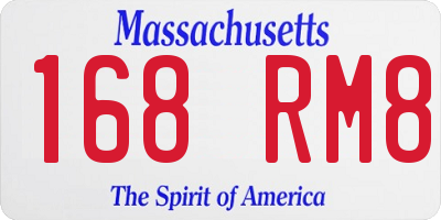 MA license plate 168RM8