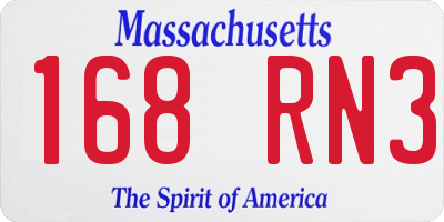 MA license plate 168RN3