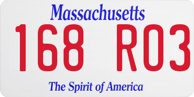 MA license plate 168RO3