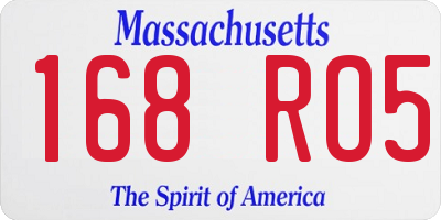 MA license plate 168RO5