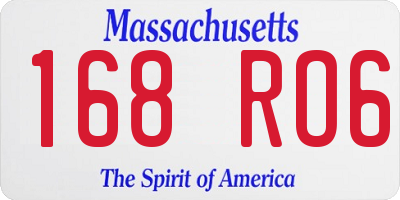 MA license plate 168RO6