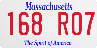 MA license plate 168RO7