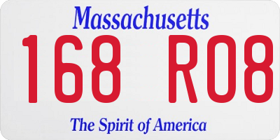 MA license plate 168RO8
