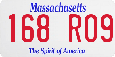 MA license plate 168RO9