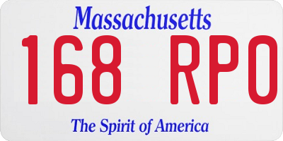 MA license plate 168RP0