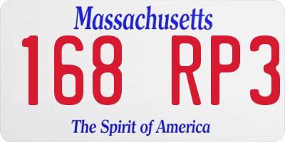 MA license plate 168RP3