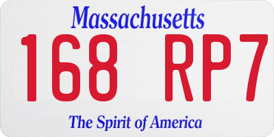 MA license plate 168RP7