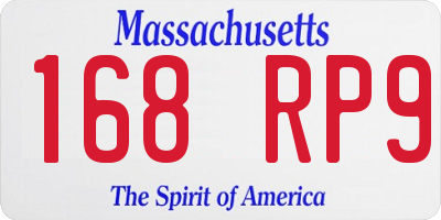 MA license plate 168RP9