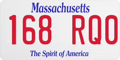 MA license plate 168RQ0