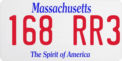 MA license plate 168RR3