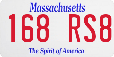 MA license plate 168RS8