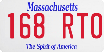 MA license plate 168RT0