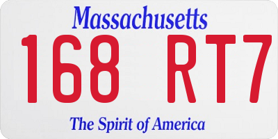 MA license plate 168RT7