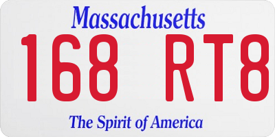 MA license plate 168RT8