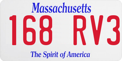 MA license plate 168RV3