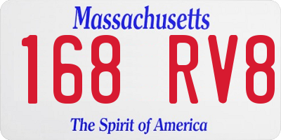 MA license plate 168RV8