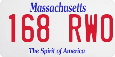 MA license plate 168RW0