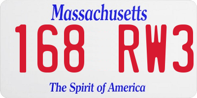 MA license plate 168RW3