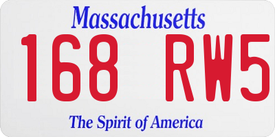 MA license plate 168RW5