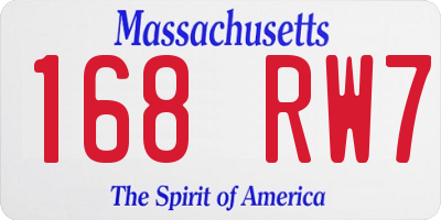 MA license plate 168RW7