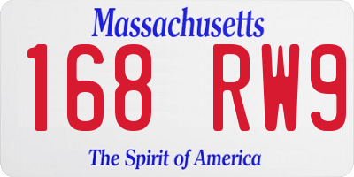 MA license plate 168RW9